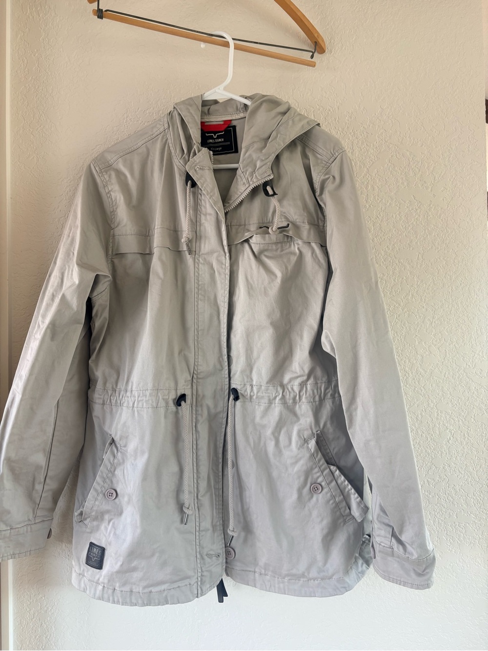 Kimes Ranch Light Gray Hooded Utility Anorak Jacket